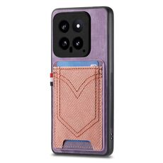 Per Xiaomi 14 Custodia per cellulare in pelle con texture denim con slot per schede (viola)