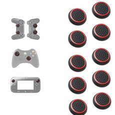 10 PCS Gamepad In Silicone Pulsante Luminoso Cap Rocker Cap Per PS5/PS4/PS3/ONE/360/PRO/serie X/S (Nero Cerchio Rosso)