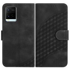 Per vivo Y21/Y33s/Y21s YX0060 Custodia in pelle per telefono con testa di elefante in rilievo con cordino (nero)