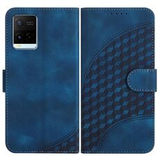 Per vivo Y21/Y33s/Y21s YX0060 Custodia in pelle per telefono con testa di elefante in rilievo con cordino (blu reale)