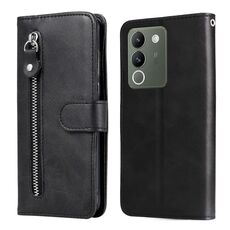 Per vivo Y200 / V29e Custodia per telefono in pelle con cerniera con texture di vitello globale alla moda (nera)