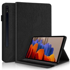 Per Samsung Galaxy Tab S9+ Custodia per tablet in pelle con vibrazione orizzontale serie Life Tree (nera)
