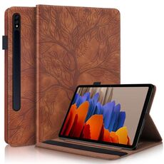 Custodia per tablet in pelle con vibrazione orizzontale serie Life Tree per Samsung Galaxy Tab S9+ (marrone)