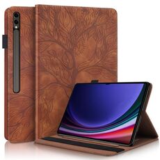 Custodia per tablet in pelle con chiusura orizzontale per Samsung Galaxy Tab S9 Ultra Life Tree Series (marrone)