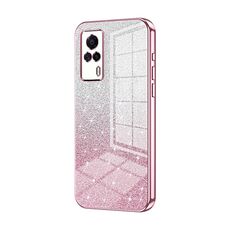 Custodia per telefono elettrolitico in polvere glitter sfumata per vivo S9e (rosa)