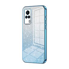 Custodia per telefono elettrolitico in polvere glitter sfumata per vivo S9e (blu)