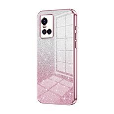 Custodia per telefono elettrolitico in polvere glitter sfumata per vivo S10 / S10 Pro (rosa)