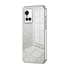 Custodia per telefono elettrolitico in polvere glitterata sfumata per vivo S10 / S10 Pro (Argento)