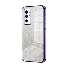 Per vivo S10e / V23e 4G / 5G / Y75 4G Custodia per telefono elettrolitico con polvere glitterata sfumata (Viola)