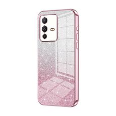 Custodia per telefono elettrolitico in polvere glitterata sfumata per vivo S12 / V23 5G (rosa)