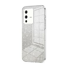 Per vivo S12 / V23 5G Custodia per telefono elettrolitico con polvere glitterata sfumata (trasparente)