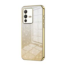 Custodia per telefono elettrolitica con polvere glitterata sfumata per vivo S12 Pro / V23 Pro (Oro)