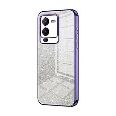 Custodia per telefono elettrolitico in polvere glitterata sfumata per vivo S15 (viola)