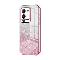 Custodia per telefono elettrolitico in polvere glitter sfumata per vivo S15 (rosa)