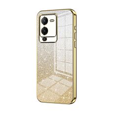 Custodia per telefono elettrolitico in polvere glitterata sfumata per vivo S15 (oro)