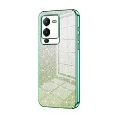 Custodia per telefono elettrolitico in polvere glitter sfumata per vivo S15 (verde)