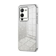 Custodia per telefono elettrolitico in polvere glitterata sfumata per vivo S15 (argento)