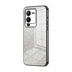 Custodia per telefono elettrolitico in polvere glitterata sfumata per vivo S15 (nera)