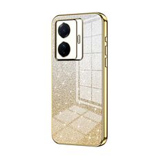 Custodia per telefono elettrolitico in polvere glitterata sfumata per vivo S15e / T1 Pro (oro)