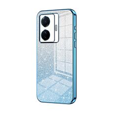 Custodia per telefono elettrolitico in polvere glitterata sfumata per vivo S15e / T1 Pro (blu)