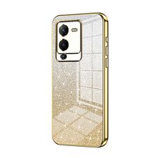 Custodia per telefono elettrolitica con polvere glitterata sfumata per vivo S15 Pro / V25 Pro (Oro)