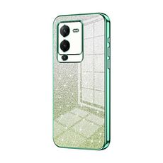 Custodia per telefono elettrolitico con polvere glitterata sfumata per vivo S15 Pro / V25 Pro (verde)