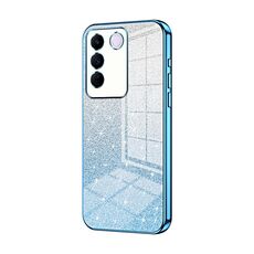 Custodia per telefono elettrolitico in polvere glitter sfumata per vivo S16e / V27e (blu)