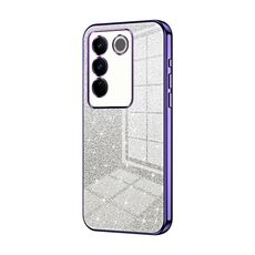 Per vivo S16 Pro / S16 / V27 / V27 Pro Custodia per telefono elettrolitico con polvere glitterata sfumata (viola)