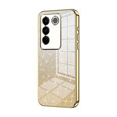 Per vivo S16 Pro / S16 / V27 / V27 Pro Custodia per telefono elettrolitico con polvere glitterata sfumata (Oro)