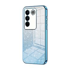 Per vivo S16 Pro / S16 / V27 / V27 Pro Custodia per telefono elettrolitico con polvere glitterata sfumata (blu)
