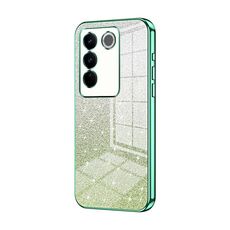 Custodia per telefono elettrolitico con polvere glitterata sfumata per vivo S16 Pro / S16 / V27 / V27 Pro (verde)