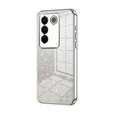 Custodia per telefono elettrolitico con polvere glitterata sfumata per vivo S16 Pro / S16 / V27 / V27 Pro (Argento)
