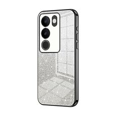 Per vivo S17 / S17 Pro / S17t / V29 Custodia per telefono elettrolitico con polvere glitterata sfumata (nero)