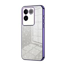 Custodia per telefono elettrolitico in polvere glitterata sfumata per vivo S17e / iQOO Z7 Pro (viola)