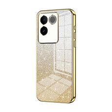 Custodia per telefono elettrolitico in polvere glitterata sfumata per vivo S17e / iQOO Z7 Pro (oro)