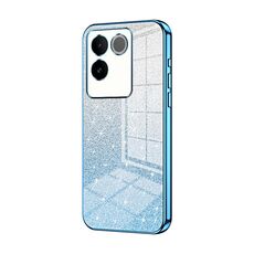 Per vivo S17e / iQOO Z7 Pro Custodia per telefono elettrolitico con polvere glitterata sfumata (blu)
