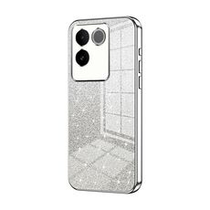 Custodia per telefono elettrolitica in polvere glitterata sfumata per vivo S17e / iQOO Z7 Pro (Argento)