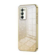 Custodia per telefono elettrolitico in polvere glitterata sfumata per vivo T1 / iQOO Neo5 SE (oro)