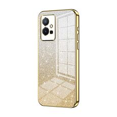 Custodia per telefono elettrolitico in polvere glitter sfumata per vivo T1 5G (oro)