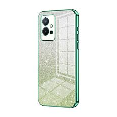 Custodia per telefono elettrolitico in polvere glitterata sfumata per vivo T1 5G (verde)