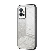 Custodia per telefono elettrolitico in polvere glitter sfumata per vivo T1 5G (nera)