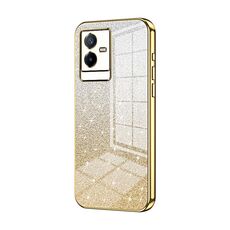 Custodia per telefono elettrolitico in polvere glitter sfumata per vivo T2x (oro)