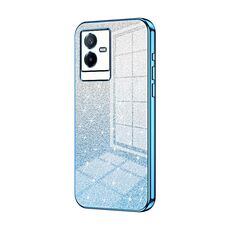 Per vivo T2x Custodia per telefono elettrolitico con polvere glitterata sfumata (blu)