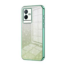 Per vivo T2x Custodia per telefono elettrolitico con polvere glitterata sfumata (verde)