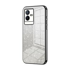 Per vivo T2x Custodia per telefono elettrolitico con polvere glitterata sfumata (nera)