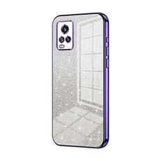 Custodia per telefono elettrolitico in polvere glitterata sfumata per vivo V20 (viola)