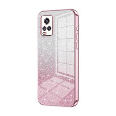 Custodia per telefono elettrolitico in polvere glitter sfumata per vivo V20 (rosa)