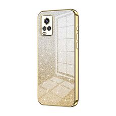 Per vivo V20 Custodia per telefono elettrolitico con polvere glitterata sfumata (oro)