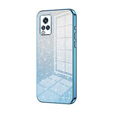 Per vivo V20 Custodia per telefono elettrolitico con polvere glitterata sfumata (blu)