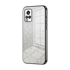 Custodia per telefono elettrolitico in polvere glitterata sfumata per vivo V20 (nera)